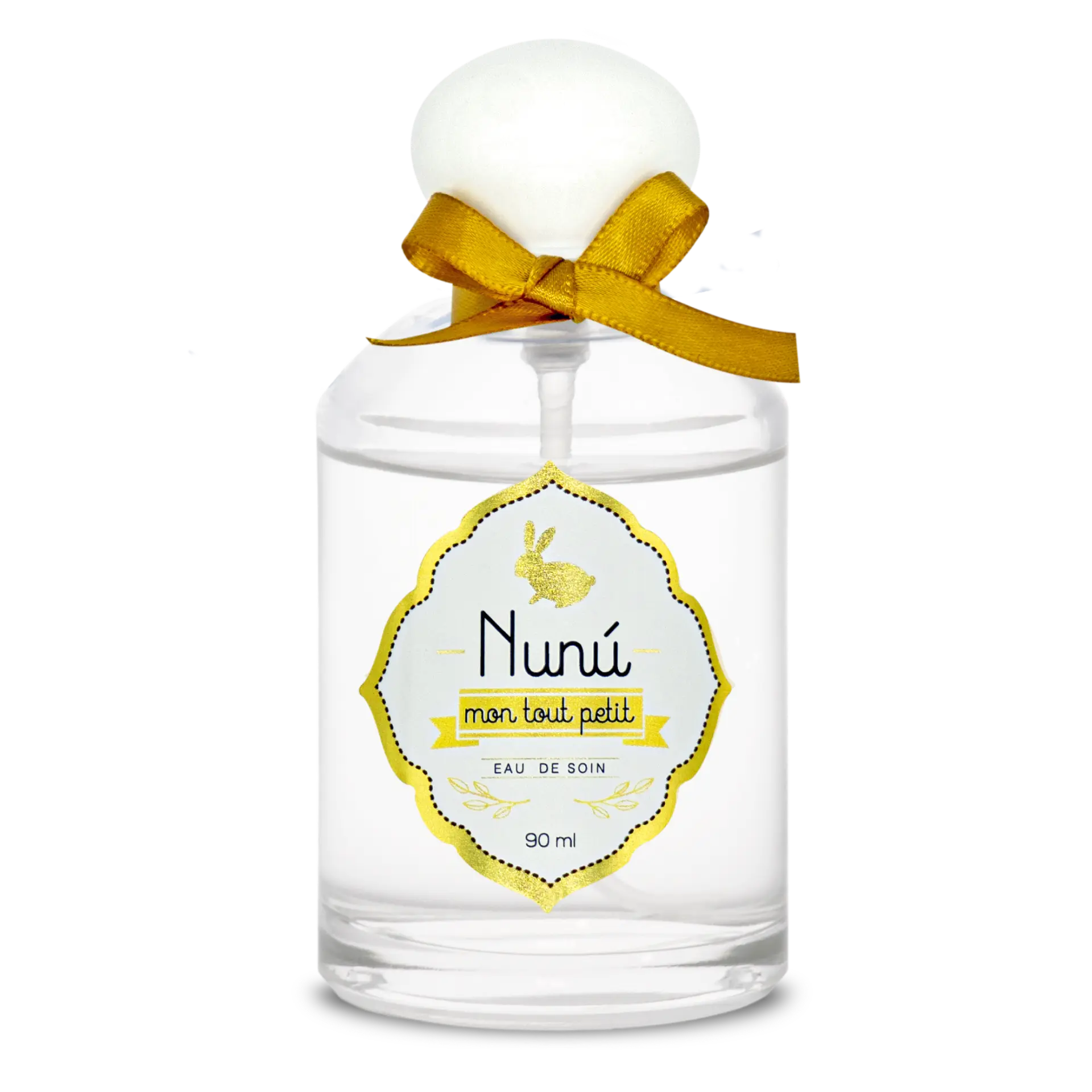 Frasco Nunú Mon Tout Petit Eau de Soin de 90 ml con lazo amarillo