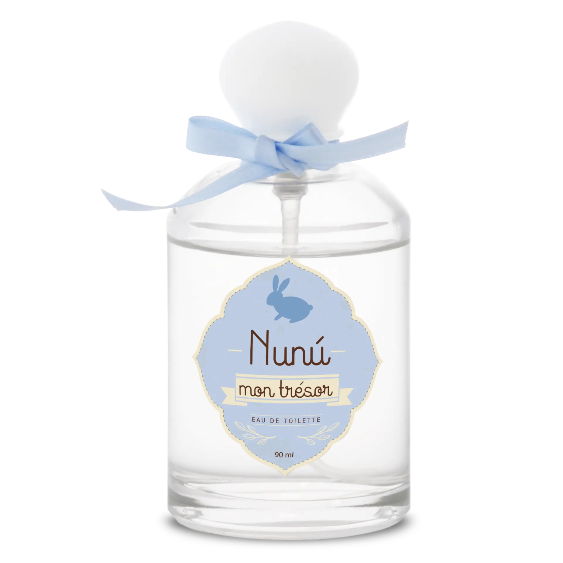 Frasco de perfume Nunú Mon Trésor de 90 ml con lazo azul